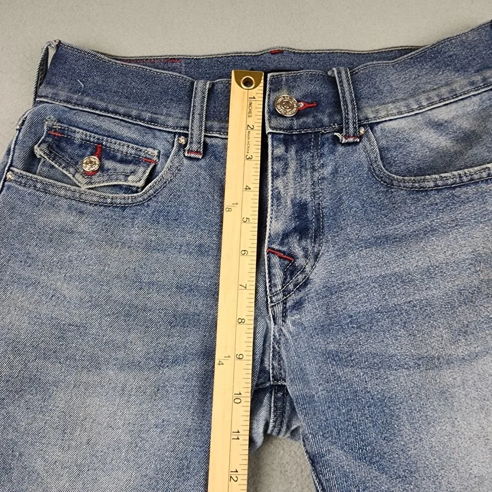 True Religion Rocco SN Flap Skinny Jeans Mens 29x31 Light Wash Distressed Denim